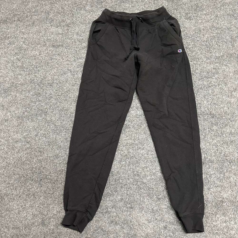 Champion Sweatpants Womens Size S Black Jogger Fleece Drawstring Athletic M0937